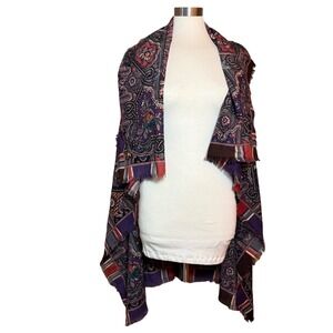 Liberty of London Wool Scarf Shawl Paisley Floral Print Fringed Made in England